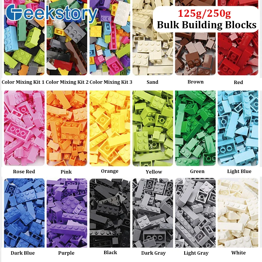 125g/250g 블록 벌크 팩 브릭 블록 플레이트 창의적인 장난감 소형 입자 벌크 호환 레고 DIY 키트 어린이용