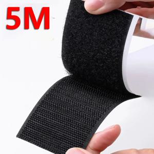 5M 재사용 가능한 자체 접착 후크 및 루프 패스너 테이프 DIY 공예 액세서리 용 접착제가있는 매직 나일론 스티커 스트립 블랙 화이트