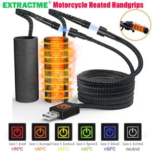 Extractme 오토바이 가열 핸드 그립 5V USB 6 기어 워머 전기 가열 그립 커버 방진 방지 미끄럼 방지 빠른 가열 키트