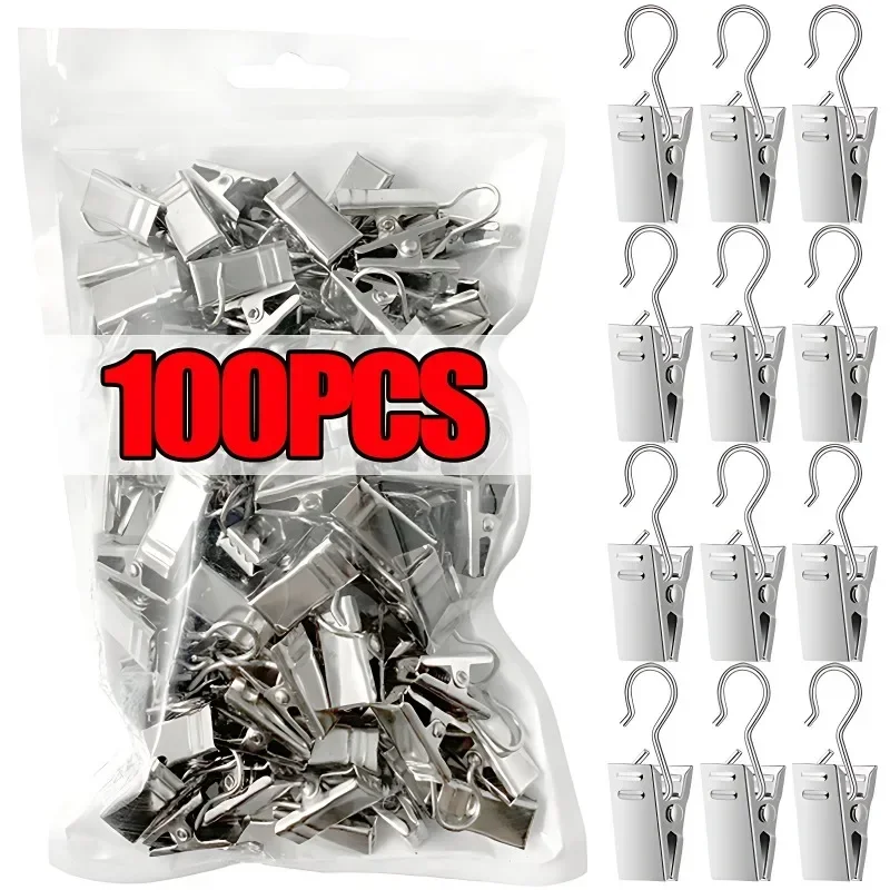 10-100Pcs 후크와 미니 금속 커튼 클립 스테인레스 스틸 단단한 철 커튼 후크 지속적인 홈 창 액세서리 홈 장식