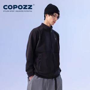 COPOZZ 남녀공용 겨울 플리스 재킷, 따뜻한 플리스 솔리드 맨투맨 코트, 주머니가 달린 부드러운 풀 지퍼 야외 재킷, 480g