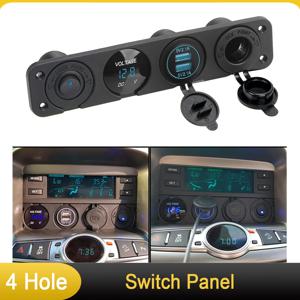 12V USB 패널 소켓 4 in 1 듀얼 USB 충전기 (로커 스위치 포함) 자동차 시거잭 디지털 전압계 (자동차, 보트, 트럭, RV용)