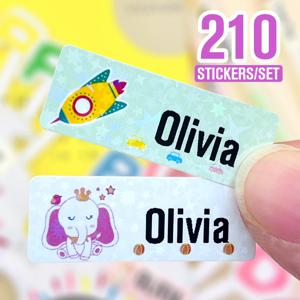 210pcs 사용자 정의 방수 이름 태그 스티커 Kawaii 편지지 스티커 데칼 어린이 학교에 대 한 개인화 된 이름 레이블