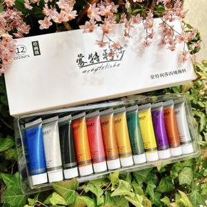 진주 빛 아크릴 안료 세트 12ml * 12 색 금속 아크릴 색상 황금 손 페인트 실버 방수 그림 페인트