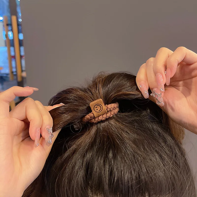 5Pcs 한국어 강한 여자 머리 Scrunchies 여자 탄성 머리 고무 밴드 포니 테일 헤어 홀더/껌/넥타이 액세서리