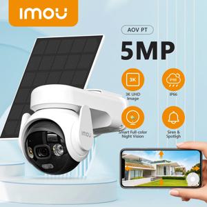 IMOU AOV PT 5MP(태양광 패널 360 포함) °   PTZ 야외 보안 카메라 4G LTE 와이파이 네트워크 10000mAh 배터리 자동 추적 IP 카메라