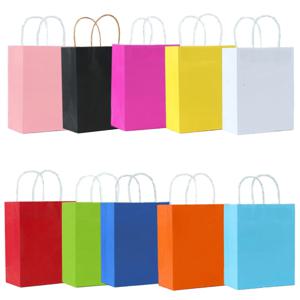 5-50Pcs 핸들이있는 종이 선물 가방 10 색 크래프트 갈색 종이 파티는 생일 웨딩 베이비 샤워를위한 선물 Tteat 가방을 선호합니다