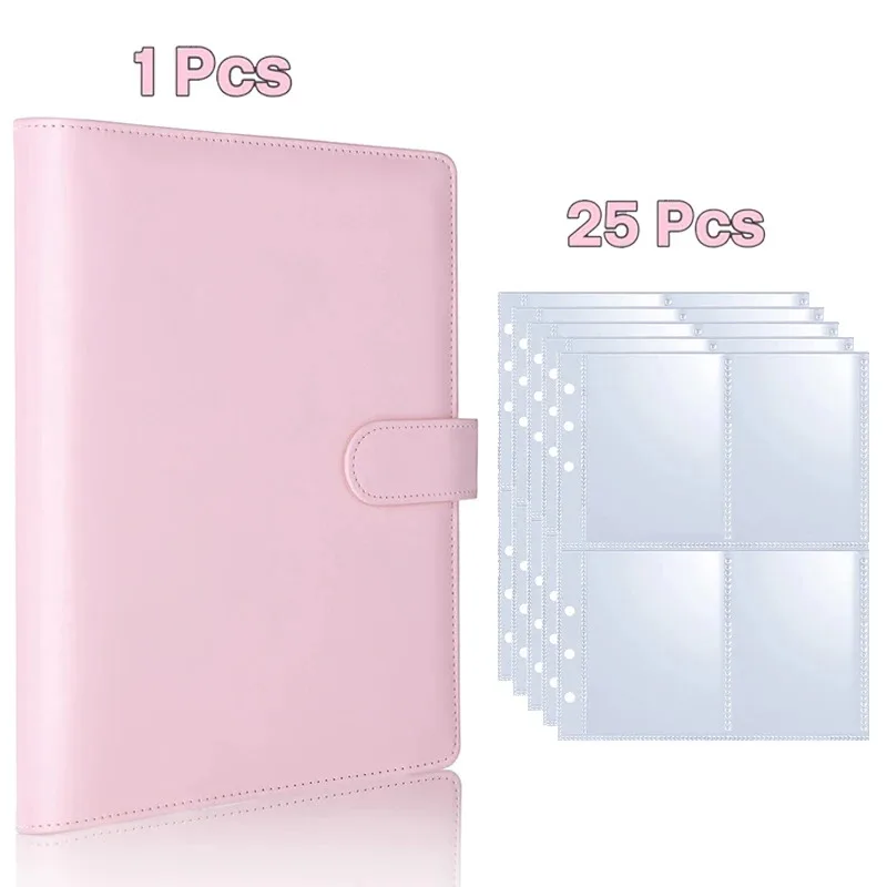 25pcs 페이지 (4 그리드) 사진 카드 A5-Binder Kpop 사진 앨범 아이돌 카드 루스 리프 수집 도서 바인더 바인더 Photocard 홀더