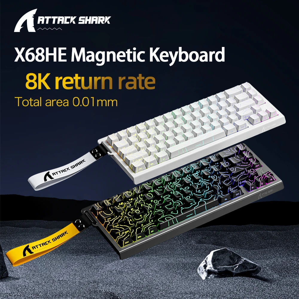 ATTACK SHARK X68HE X68Pro He Pro 게임용 자기 기계식 키보드 0.01mm Rapid Trigg 8000Hz SOCD/Rs 0.125ms 128K 속도