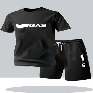 남성용 2피스 캐주얼 크루 넥 반팔 티셔츠와 드로스트링 반바지 세트 여름 편안한 통기성 의류