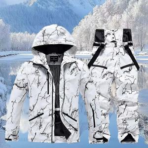 겨울 스키복 세트 -30 ℃   콜드 스노보드 웨어 남녀 공용 더블 보드 스키 스키복 방수 아웃도어 스포츠 스키 재킷/바지
