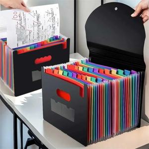 아코디언 파일 주최자 13 그리드 밀봉 플랩 폴더, 방수 사무실/가정 문서 보관 멀티 포켓 A4 폴더