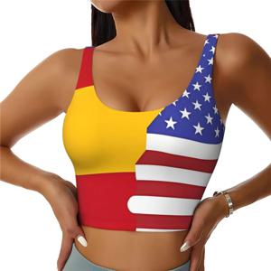 미국 스페인 국기 프린트 여성용 스포츠 조끼 - 가볍고 통기성이 뛰어난 요가 운동 피트니스