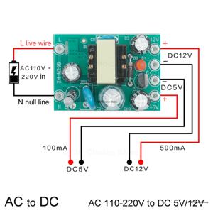 새로운 뜨거운 미니 AC-DC 변환기 AC 110V 220V DC 12V 0.2A + 5V 모듈 보드 도매 XH-M299
