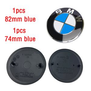 2개 82mm 74mm 자동차 앞 후드 엠블럼 뒷 트렁크 배지 (E30 E38 E39 E46 E60 E61 E90 X1 X3 X4 X5 X6 E70 E83 X5 F10 F30 F32 용)