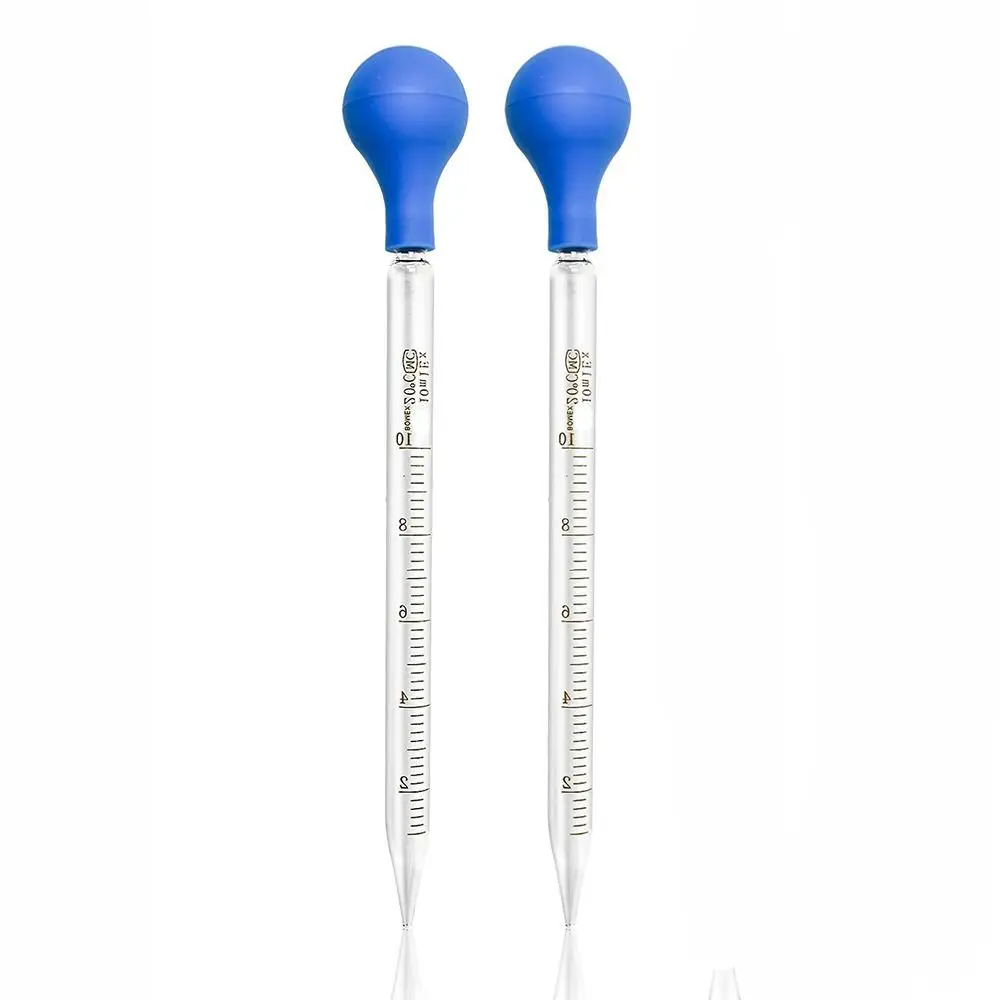 2Pcs 투명 유리 졸업 피펫 1Pc 청소 브러시 ​​측정 드롭 피펫 10ml 드롭 피펫