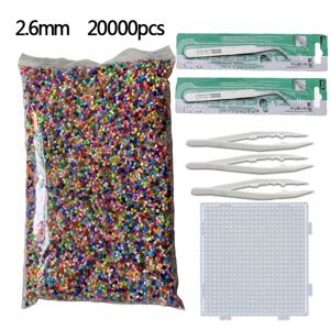 20000pcs 다림질 비즈 2.6mm 하마 비즈 (1 템플릿 + 1 철 종이 + 5 핀셋) 미니 하마 퓨즈 비즈 퍼즐 3d Diy 어린이 교육