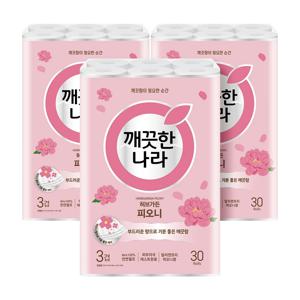깨끗한나라 허브가든 피오니 롤화장지 27m 30롤 3팩