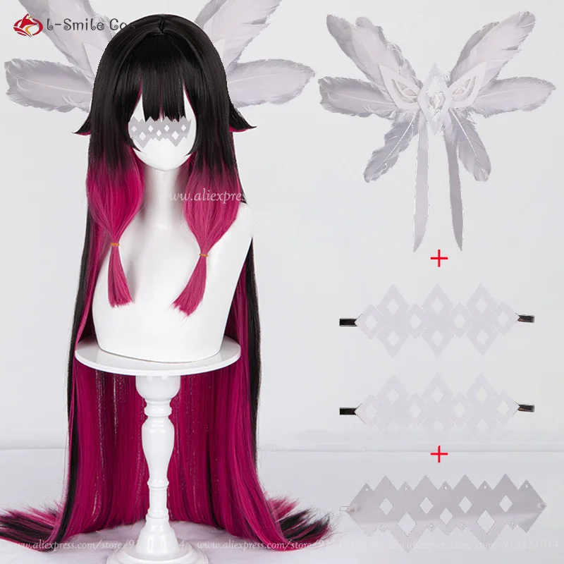 고품질 콜롬비나 코스프레 가발 Fatui Damselette Colombina 코스프레 애니메이션 가발 내열성 합성 머리 + 가발 모자
