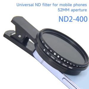 휴대 전화 용 클립이있는 가변 ND 필터 조정 가능한 ND2-400 52mm 일식 카메라 렌즈 중립 밀도 필터