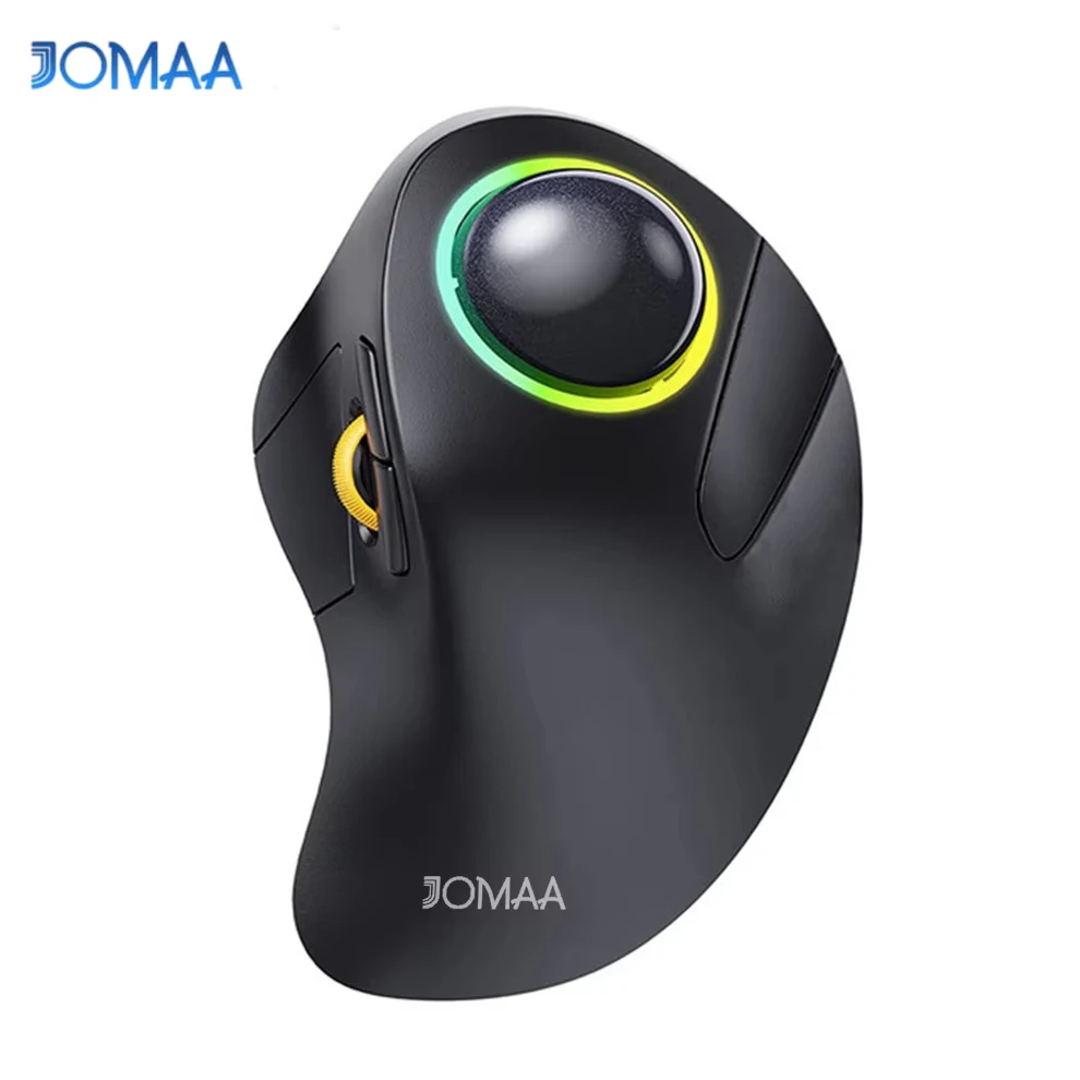 JOMAA RGB 백라이트 무선 트랙볼 마우스 무선 2.4G 노트북 Mac iPad 게임용 충전식 인체 공학적 롤러 볼 게임용 마우스