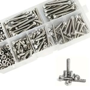 150개/상자 M3 X 8mm, 12mm, 16mm, 20mm, 25mm 육각형 소켓 나사, 볼트, 너트, 304 스테인레스