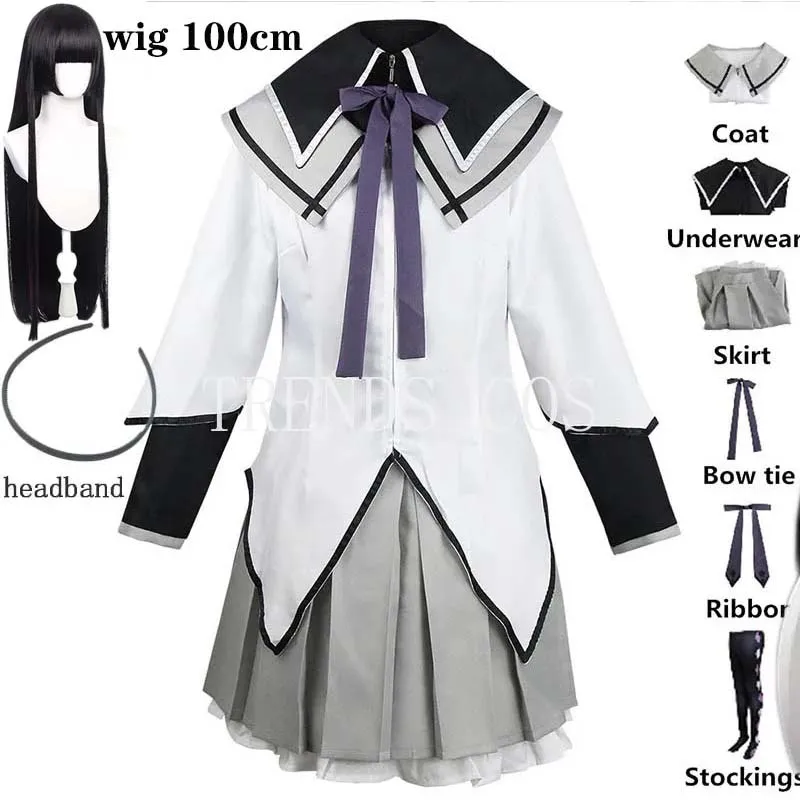 애니메이션 Akemi Homura 코스프레 의상 파이팅 유니폼 스타킹 Akemi Homura 의상