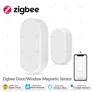 Zigbee 도어 윈도우 센서 열기 닫기 감지기 스마트 홈 보안 알람 도난 도어 센서는 Alexa Home Assistant Z2M과 함께 작동합니다.