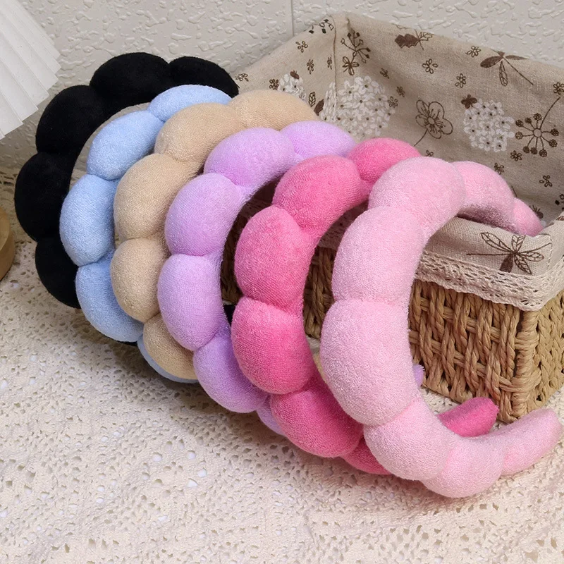 패션 마이크로 화이버 세척 손목 밴드 Scrunchies 푹신한 머리띠 스파 버블 머리띠 세안 메이크업 샤워 스킨 케어