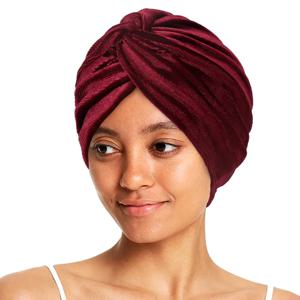 솔리드 컬러 벨벳 여성 이슬람 Hijab 모자 랩 머리 인도 Turban 보닛 부드러운 탄성 이슬람 의류 액세서리