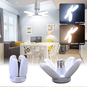 28W 팬 모양 LED 전구 E27 LED 램프 접이식 220V 110V 전구 홈 거실 창고 차고 천장 조명