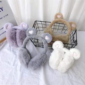 귀여운 곰 귀 여자를위한 겨울 따뜻한 귀마개 여자 어린이 플러시 두꺼운 부드러운 귀마개 귀를 보호 접이식 따뜻한 커버 귀마개