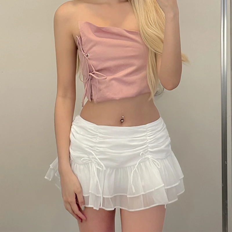 WhereMery 섹시한 솔리드 여성 스커트 관점 Pleated 미니 스커트 허리 캐주얼 미니 드레스 스트리트 나이트 클럽 여름 짧은 드레스