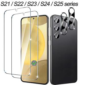 2+2 지문 스캔 유리필름 삼성 S25 S24 S23 S22 S21 화면보호필름 갤럭시 S25 울트라 카메라 보호필름 S24 FE 필름 삼성 S25 Samsung S25 Ultra Camera Protector Samsung S25 Glass