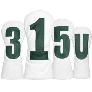 흰색 PU 가죽 1 3 5 U 자수 골프 클럽 헤드 드라이버 페어웨이 우드 하이브리드 UT 커버