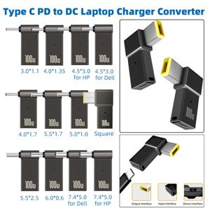 ​ 100W USB 유형 C 고속 충전 어댑터 플러그 커넥터 Dell Asus Hp Acer Lenovo 용 범용 USB C 노트북 충전기 변환기