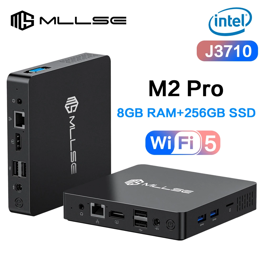 MLLSE M2 Pro 미니 PC 강력한 8GB RAM, 256GB SSD, Intel J3710, Windows 10 - 컴팩트하고 가정, 비즈니스 및 게임에 이상적