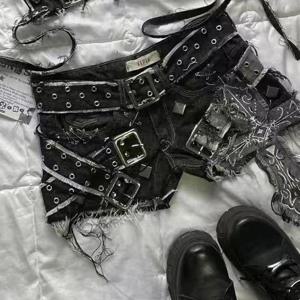 반바지 Y2k 여성 의류 streetwear 힙합 높은 허리 펑크 섹시한 여름 진 반바지 femme 블랙 미적 일본 2000 년대 짧은
