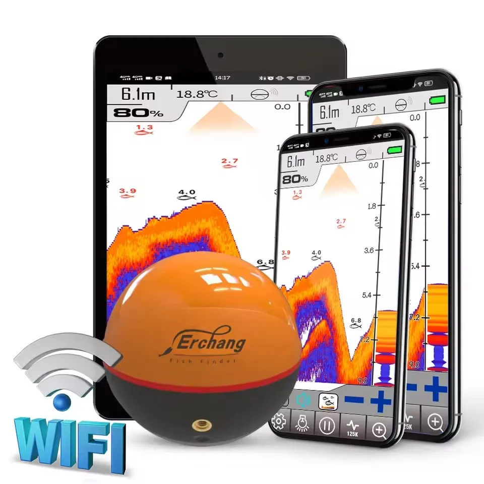IOS 및 안드로이드 휴대용 수중 WiFi 어군탐지기 무선 소나 에코 사운더 (보트, 얼음낚시, 호수 탐험용)