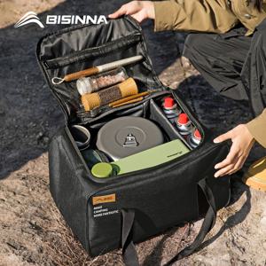 BISINNA 야외 캠핑 가방 26L 접이식 가스 탱크 보관 가방 피크닉 Cookwre 컨테이너 캠프 용품 조정 가능한 파티션
