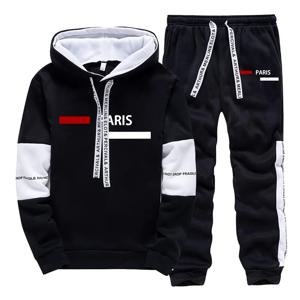 뜨거운 판매 남성 Tracksuit 파리 편지 인쇄 캐주얼 후드 스웨터 스웨트 팬츠 스트리트 스포츠 조깅 남성 의류 탑 바지