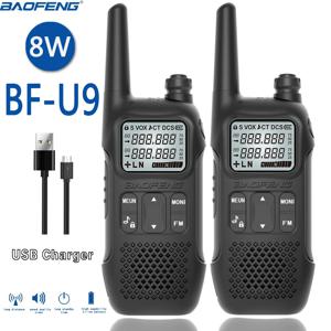 바오펑 BF-U9 무전기 8W USB 충전 16채널 UHF 400-470MHz FM VOX 장거리 송수신기 휴대용 양방향 무전기