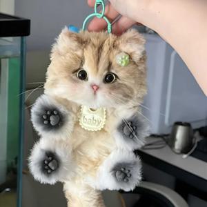 DIY 재료 귀여운 수제 꼬임 막대 작은 고양이 펜던트 플러시 키체인 패키지 선물 꼬임 바 키튼 인형 장난감