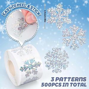 100-500pcs 레이저 크리스마스 눈 스티커 파티 크리스마스 선물 포장 라벨 어린이 스크랩북 편지지 스티커