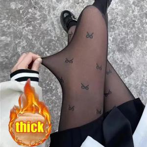 나비 프린트 양털 스타킹 겨울 따뜻한 팬티 스타킹 섹시한 반투명 스타킹 열 탄력 팬티 새로운 패션 레깅스
