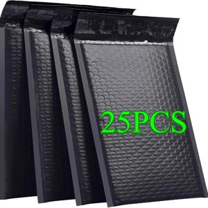 25PCS 버블 메일러 봉투 우편 배송 포장 소규모 비즈니스 용품 셀프 씰 버블 방수 익스프레스 봉투