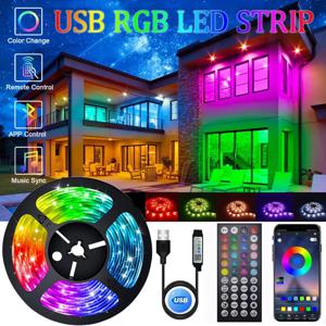 USB RGB LED 스트립 라이트 자가 접착 아이스 스트링 테이프 1M 20미터 15미터 LED 체인 전구 TV 백라이트 어린이 방용