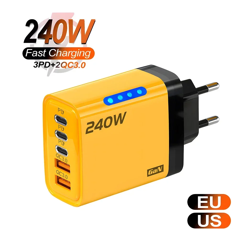 5포트 USB C PD 충전기 퀵차지 3.0 타입 C USB 휴대폰 충전기 고속 충전 어댑터 (아이폰 16 15 삼성 샤오미 화웨이용)