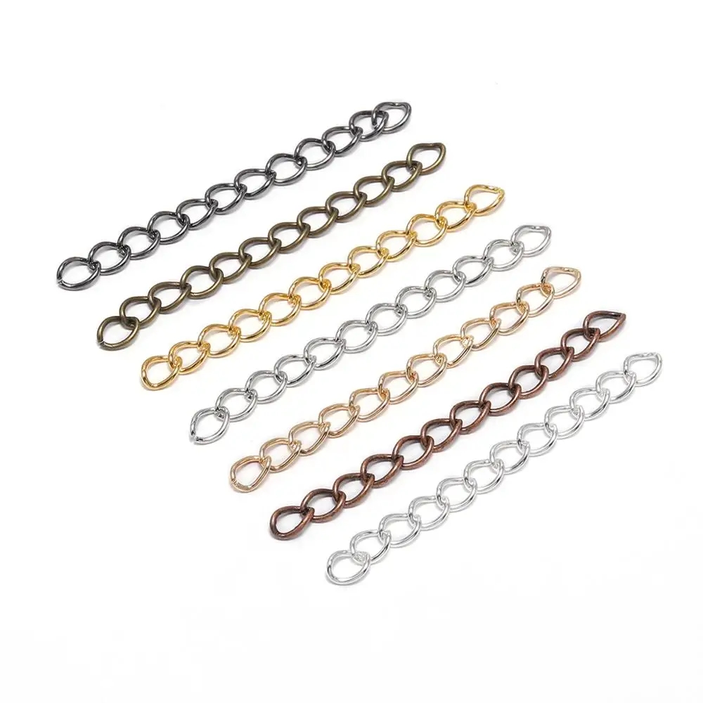 50-100 개/몫 50mm 70mm 목걸이 확장 체인 대량 팔찌 DIY 쥬얼리에 대한 확장 체인 테일 익스텐더 결과 만들기
