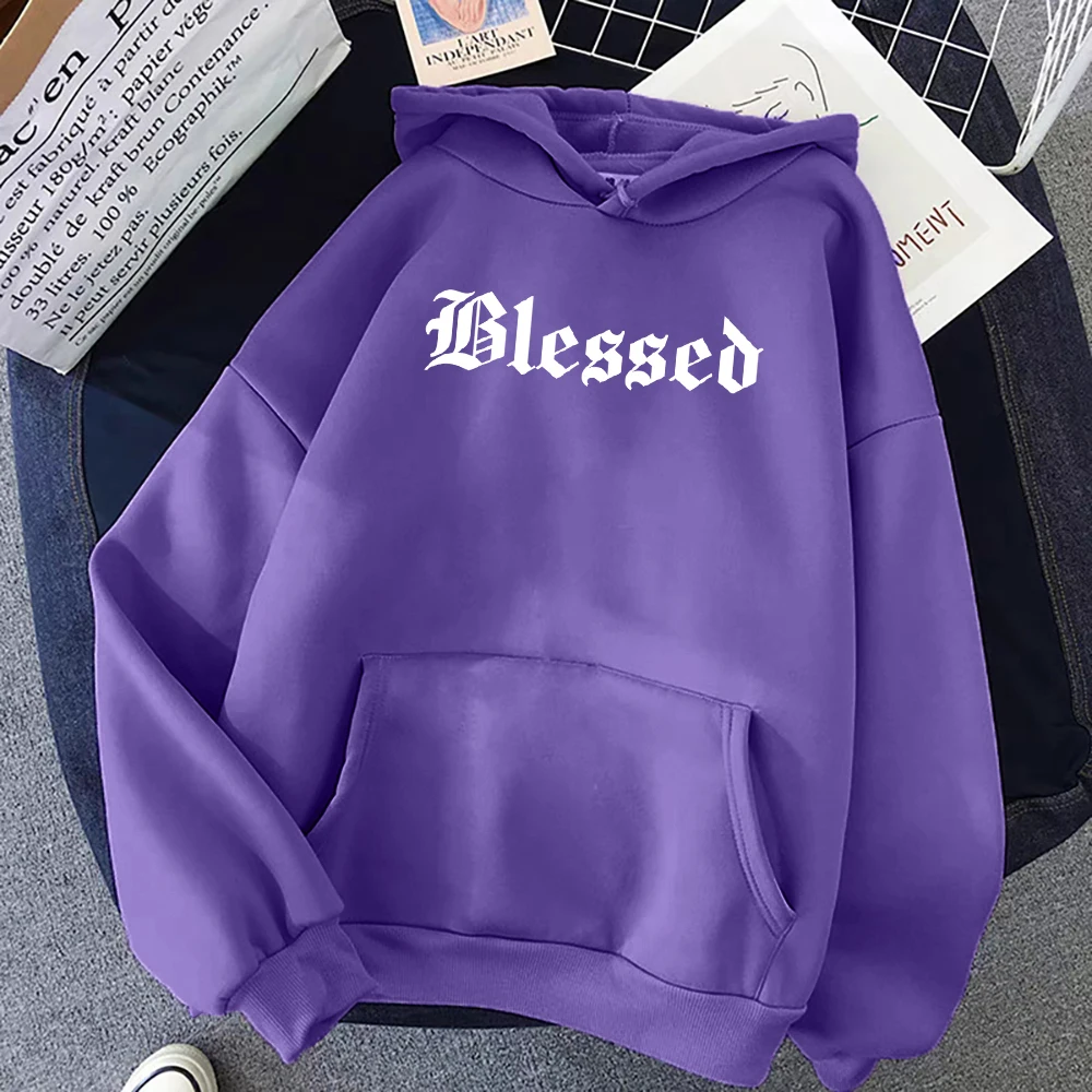 축복받은 창의력 인쇄 후드 여성 스트리트 스타일 힙합 Hoody 가을 느슨한 양털 의류 편안한 풀오버 스웨터